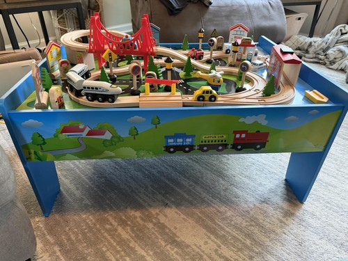 80piece cartoon wooden train - 80piece,