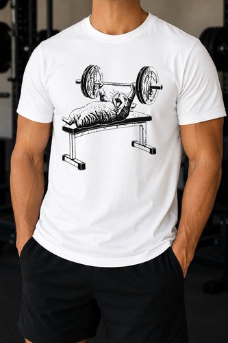 Funny cat bench press - cat,