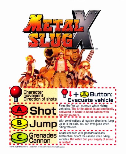 Metal slug arcade neo geo - metal, x