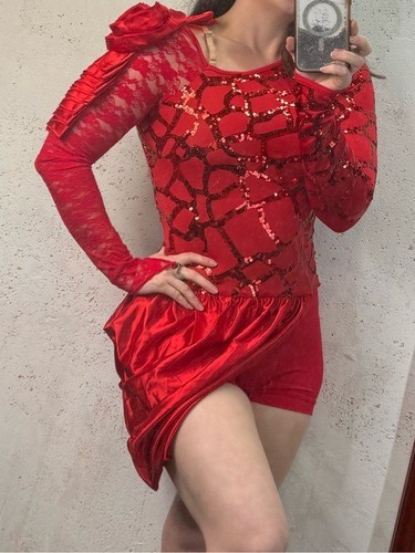 Weissman red sequin lace - red,