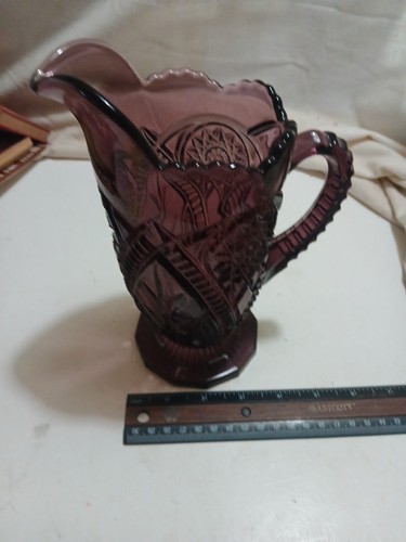 Glass pitcher a purple - in,