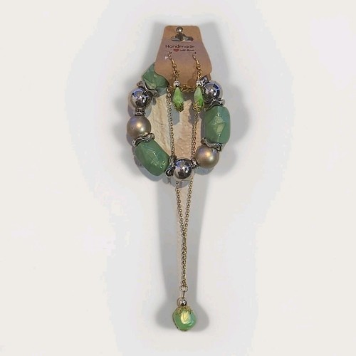 Green bead piece jewelry - 3-piece,