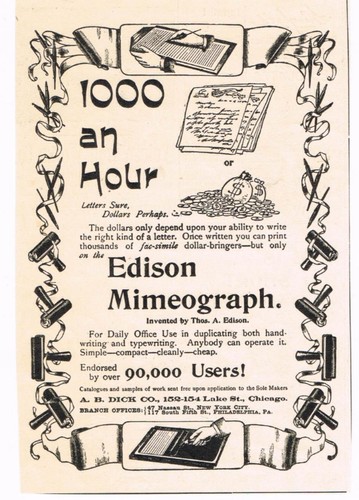 1893 edison mimeograph chicago - 1893,