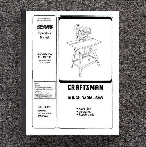 Operator instruction manual - 10"operator,
