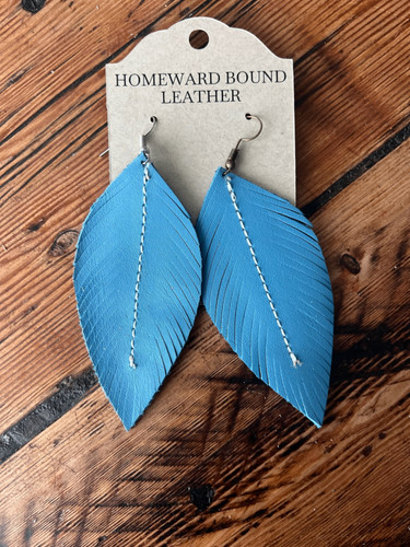 Leather feather earrings - feather,