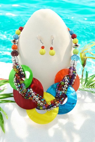 Chunky layered round capiz sea - layered,