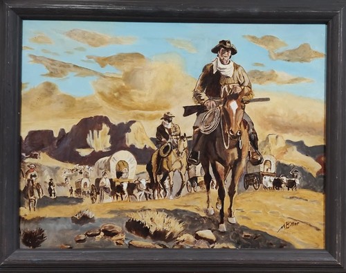 Original western oil painting - western,