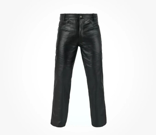 Men genuine leather pants - leather,