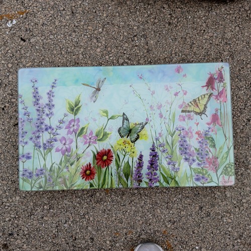 Large floral glass tray - large,