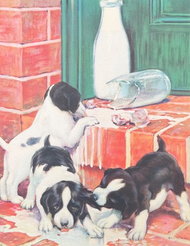 Vintage puppy dog art - puppy,