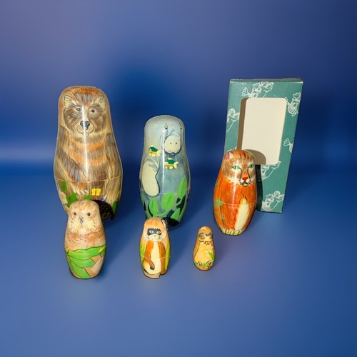 Vintage animal wooden nesting - vintage,