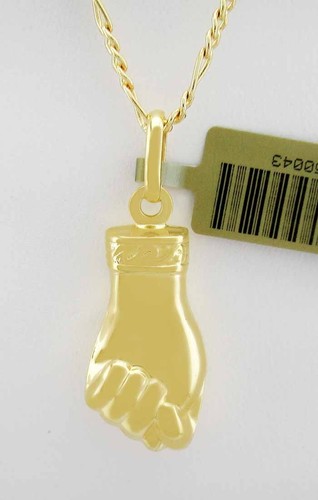 Hand gesture solid pendant - gesture, 14k