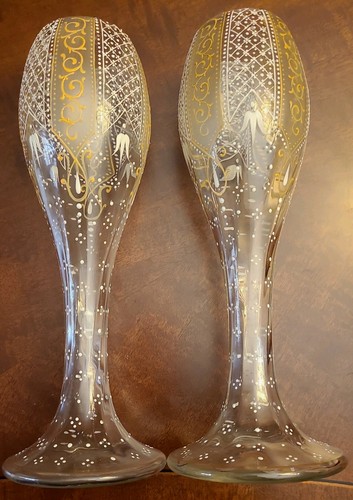 Pair antique clear glass - pair,