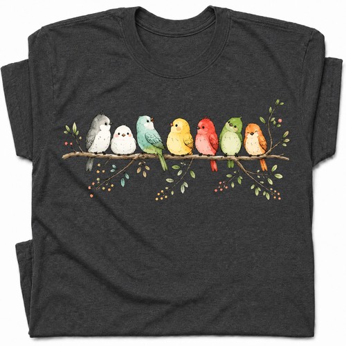 Cute colorful birds - cute, branch