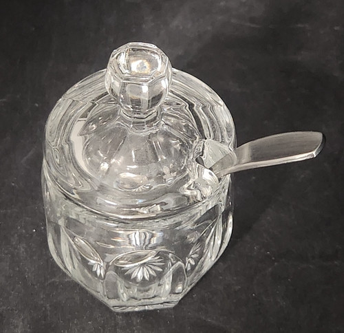 Vintage cut clear glass - cut, jar