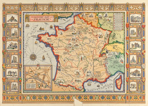 1929 pictorial map france - pictorial, of