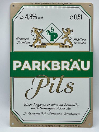 Parkbrau pils beer - metal, sign