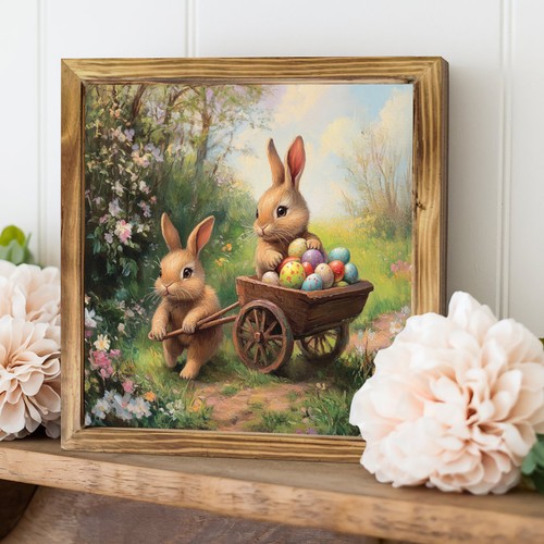 Easter bunnies with egg - easter,