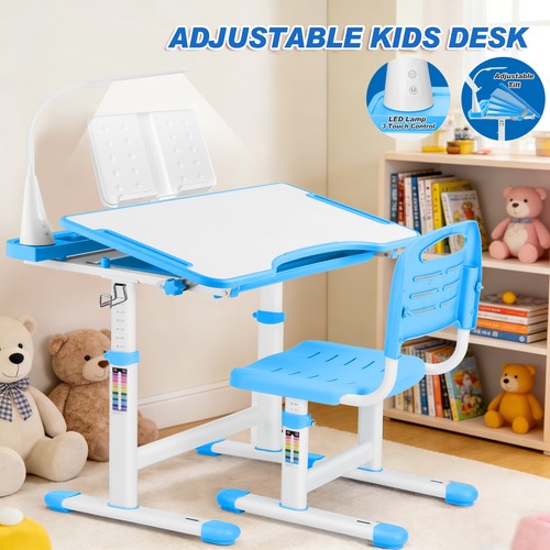 Blue kids ergonomic study desk - kids,
