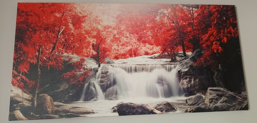 Framed waterfall forest river - framed,