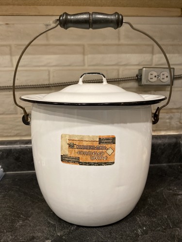 Vintage enamel ware chamber - enamel,