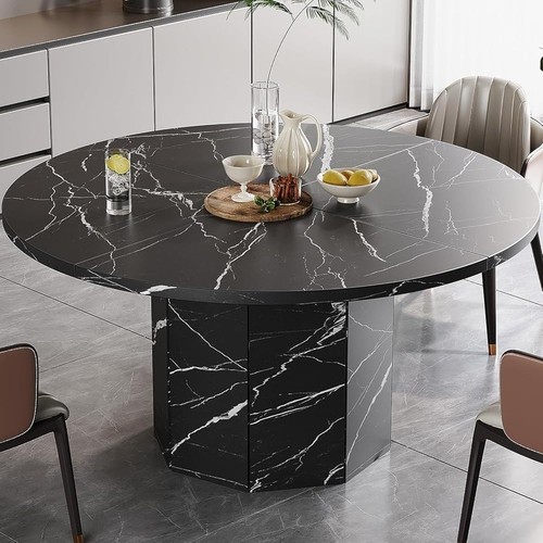 Round dining table faux marble - round,