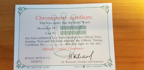 Rolex cronometer certificate - rolex,