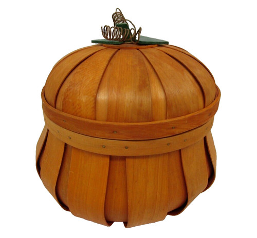 Orange wooden pumpkin - pumpkin, bushel