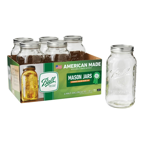 Ball glass mason - glass, w/lid