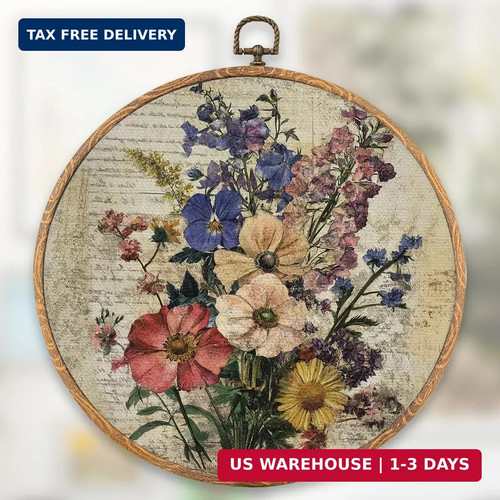 Vintage boho floral round wall - vintage,