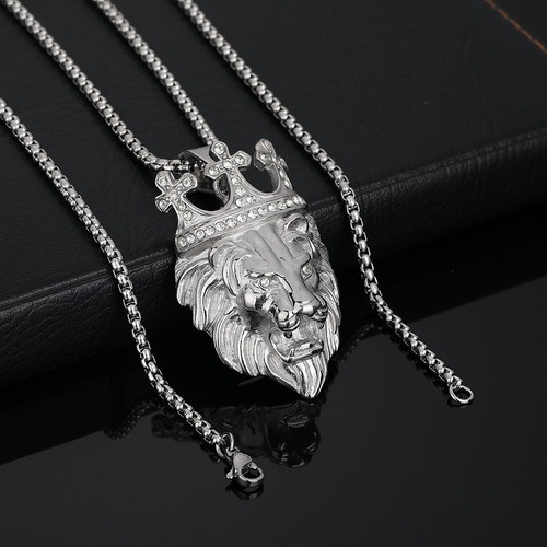 Mens silver lion - head, crown