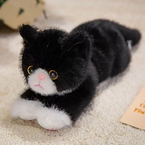 Black white cat kitten plush - cat,