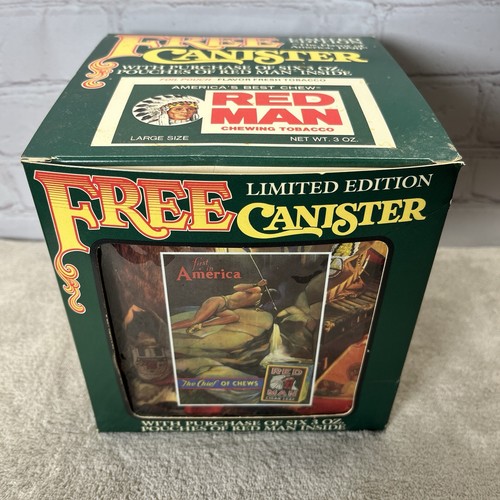 Vintage red man tin box - vintage,