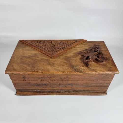 Vintage hand carved wooden box - vintage,