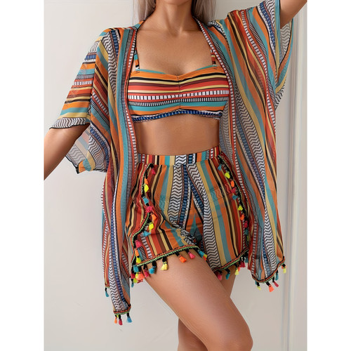 Colorful piece bikini - 4,