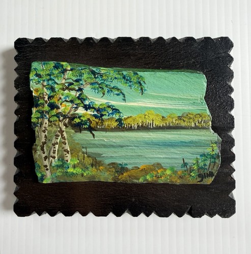 Vtg hand painted slate picture - vtg,
