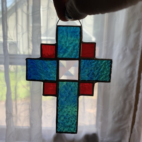 Stained glass cross window - stained,