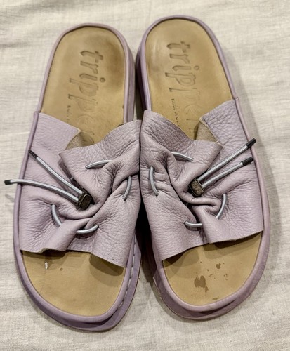 Trippen purple leather slides - trippen,