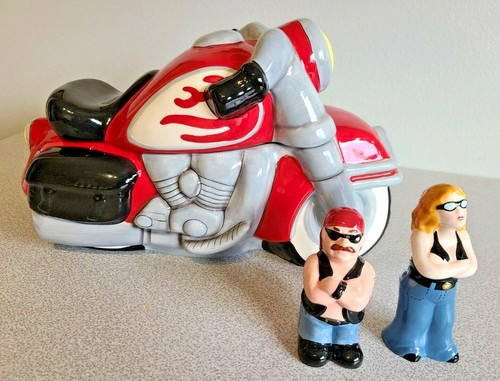 Motorcycle cookie jar with -  motorcycle,
