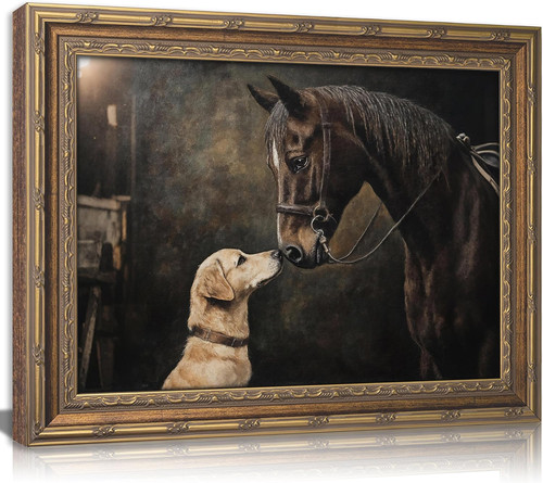 Gold framed vintage horse - gold,