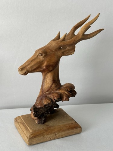 Hand carved wood - deer, bust