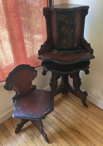 Antique telephone table with - antique,