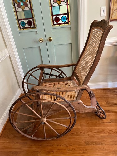 Antique wooden wheelchair - antique,