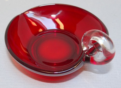 Vtg red glass - red, heart-shaped