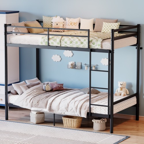 Black metal bunk bed suitable - black, bed,suitable