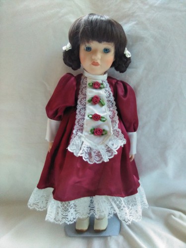 Porcelain victorian doll brown - porcelain,