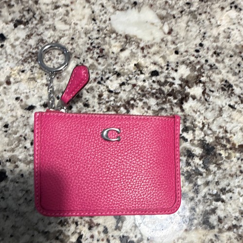 Coach pink leather zip card - id,