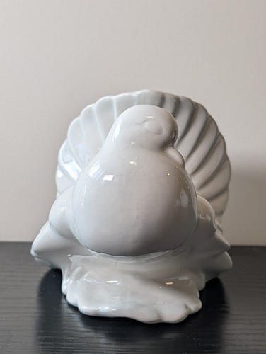 White glazed ceramic dove - glazed,