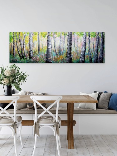 Original birch forest painting - forest,