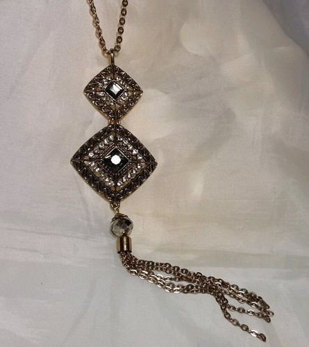 Necklace gold tone long chain - necklace,